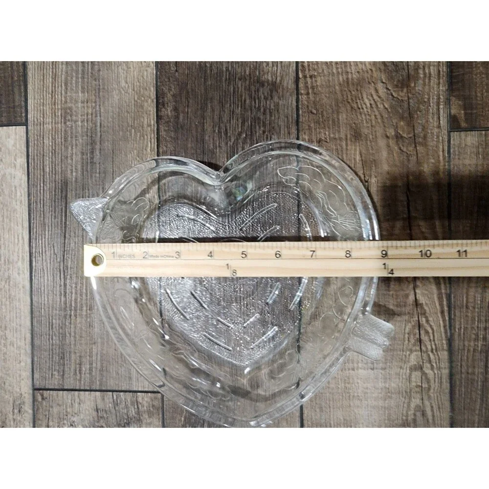 Vintage Safe Bake Heart Shape Glass PIE Dish Cupid Arrow Valentines Made In USA